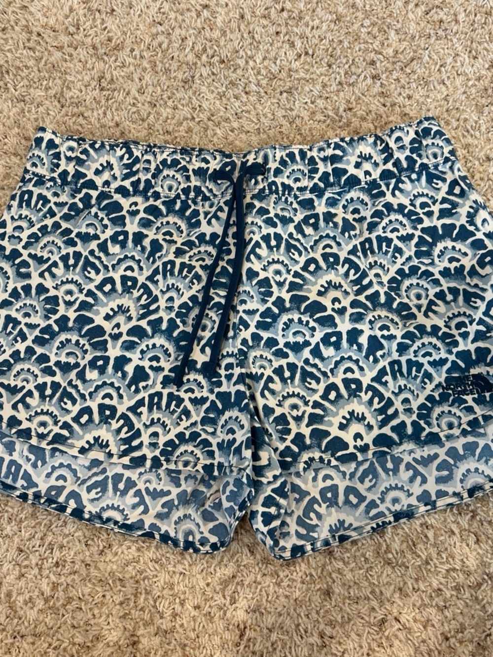 The North Face Navy and White Patterned Women's Athletic Shorts